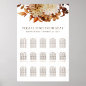 Herfst Terracotta Floral Wedding Seating Chart Poster (Voorkant)
