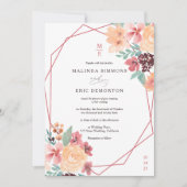 Herfst terracotta florale waterverf foto bruiloft kaart (Voorkant)