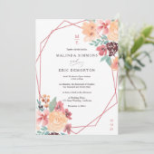 Herfst terracotta florale waterverf foto bruiloft kaart (Staand voorkant)