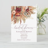 Herfst Terracotta Florals Pampas Grass Vrijgezelle Kaart (Staand voorkant)