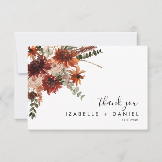 Herfst Terracotta Foto bruiloft Hartelijk dank Bedankkaart (Voorkant)
