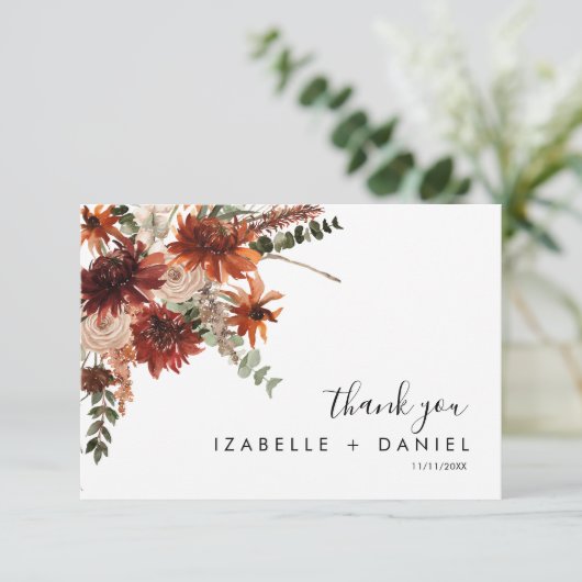 Herfst Terracotta Foto bruiloft Hartelijk dank Bedankkaart (Staand voorkant)