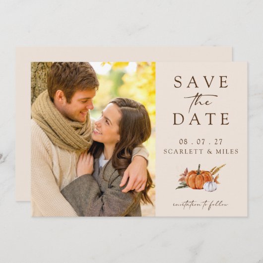 Herfst Terracotta foto slaat de datum op Save The Date (Voorkant / Achterkant)