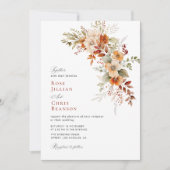 herfst terracotta herfst bloemenbruiloft uitnodigi kaart (Voorkant)