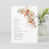 herfst terracotta herfst bloemenbruiloft uitnodigi kaart (Staand voorkant)