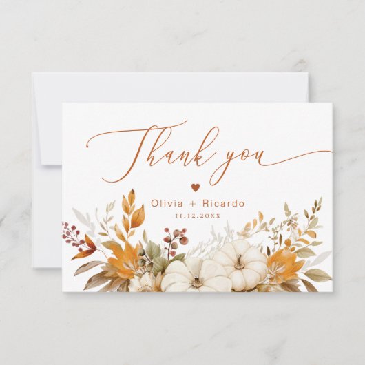 Herfst Terracotta Herfstbruiloft bedankt Kaart (Voorkant)