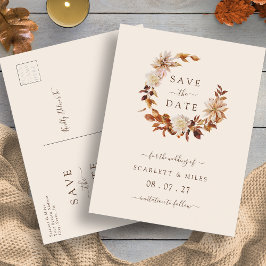 Herfst Terracotta Krans Trouwkaart Save the Date Aankondigingskaart