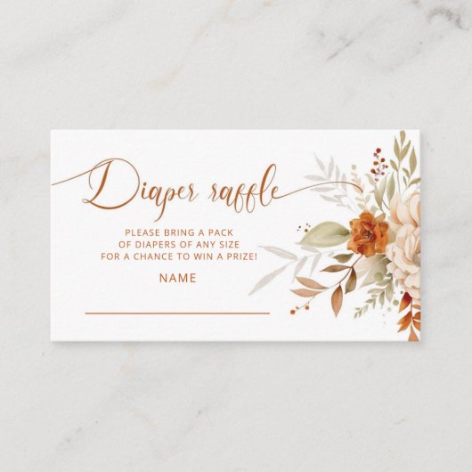 Herfst terracotta Luier loterij ticket Informatiekaartje (Voorkant)