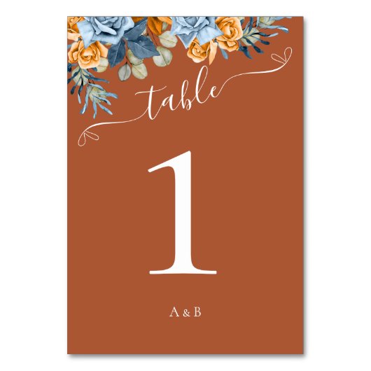 Herfst terracotta marineblauw en roest rustieke br kaart (Achterkant)