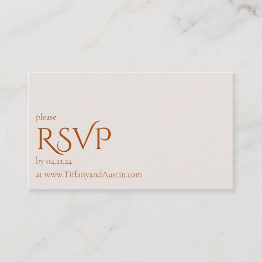Herfst Terracotta Modern Wedding RSVP Kaart (Voorkant)