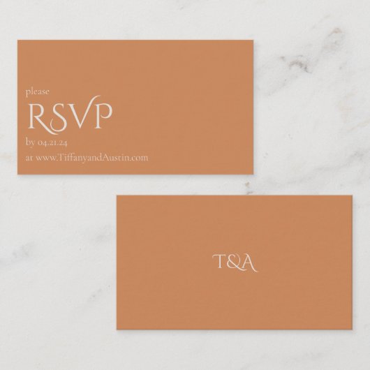 Herfst Terracotta Modern Wedding RSVP Kaart (Voorkant / Achterkant)