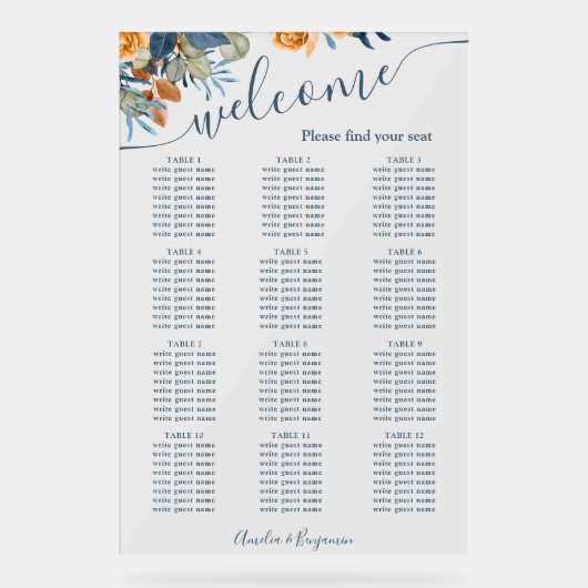 Herfst Terracotta Navy Blue Rust Eucalyptus Bruilo Acryl Bord (Voorkant)