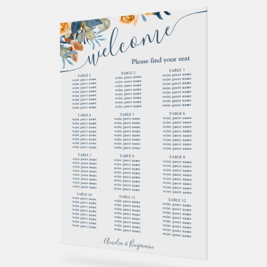 Herfst Terracotta Navy Blue Rust Eucalyptus Bruilo Acryl Bord (Hoek)