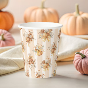 Herfst Terracotta Pompoen Bloemboog Baby Shower  Papieren Bekers