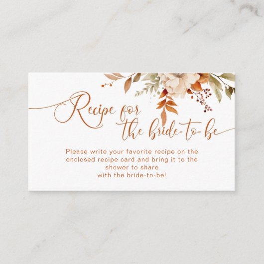 Herfst terracotta recept voor de bruid om te zijn informatiekaartje (Voorkant)