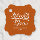 Herfst Terracotta Retro 70s Boho Bruiloft Bedankjes Labels (Voorkant)