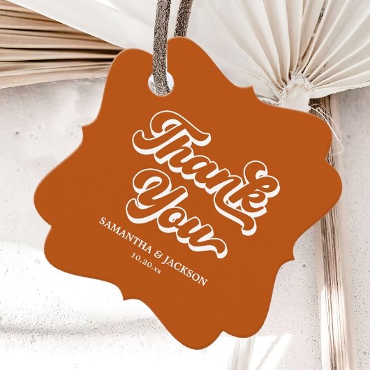 Herfst Terracotta Retro 70s Boho Bruiloft Bedankjes Labels