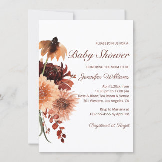 Herfst Terracotta Roest Kleurige Baby Shower Kaart