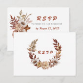 Herfst Terracotta Rustieke Bloemige Bruiloft RSVP Kaartje (Voorkant / Achterkant)