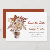 Herfst Terracotta Rustieke Bloemige Bruiloft Save The Date (Voorkant / Achterkant)