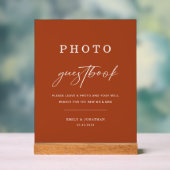 Herfst Terracotta Trouwfoto Gastboek Acryl Bord (Neutraal)