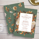 Herfst Terracotta Waterverf Floral Wedding Kaart<br><div class="desc">Herfst Terracotta Waterverf Floral Wedding Invitation. Deze elegante en rustige trouwuitnodiging is voorzien van handbeschilderde waterverf verbrande oranje- en terracotta-bladeren, crème en beige dahlias, en prachtige roestkleurige rozen die perfect zijn voor een herfst- of herfstbruiloft! De achterkant van de uitnodiging heeft een mooi blad- en bloempatroon op een groene achtergrond....</div>