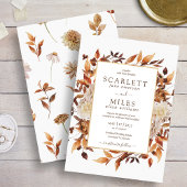 Herfst Terracotta Waterverf Floral Wedding Kaart