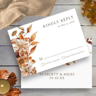 Herfst Terracotta Waterverf Floral Wedding RSVP Kaartje