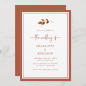 Herfst Terracotta Wedding Kaart (Voorkant / Achterkant)