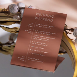 Herfst Terracotta Weekendschema. Huwelijkswelkom Kaart
