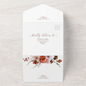 Herfst Terracotta Wildbloemen Bruiloft Details RSV All In One Uitnodiging (Buitenkant)