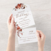 Herfst Terracotta Wildbloemen Bruiloft Details RSV All In One Uitnodiging (Afscheurbaar)