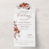 Herfst Terracotta Wildbloemen Bruiloft Details RSV All In One Uitnodiging (Binnen)