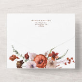 Herfst Terracotta Wildbloemen Bruiloft Details RSV All In One Uitnodiging (Achterkant)