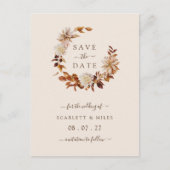 Herfst Terracotta Wreath Wedding Save the Dates Aankondigingskaart (Voorkant)