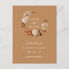 Herfst Terracotta Wreath Wedding Save the Dates Aankondigingskaart