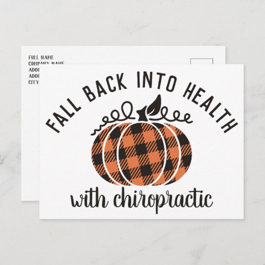Herfst terug in de gezondheidszorg, chiropractisch briefkaart (Voorkant / Achterkant)