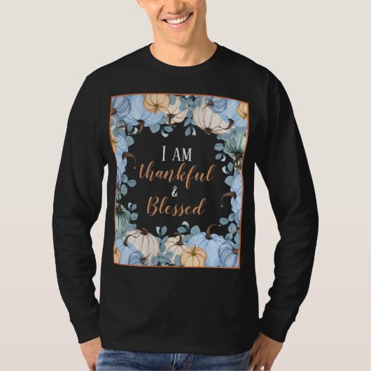 Herfst Thankful and Blessed Long Meve T-shirt (Voorkant)