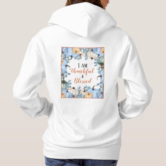 Herfst Thankful and Blessed Long Slapes Women's Hoodie (Achterkant)