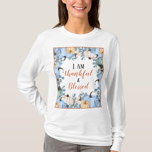 Herfst Thankful and Blessed Thanksgiving T-shirt (Voorkant)