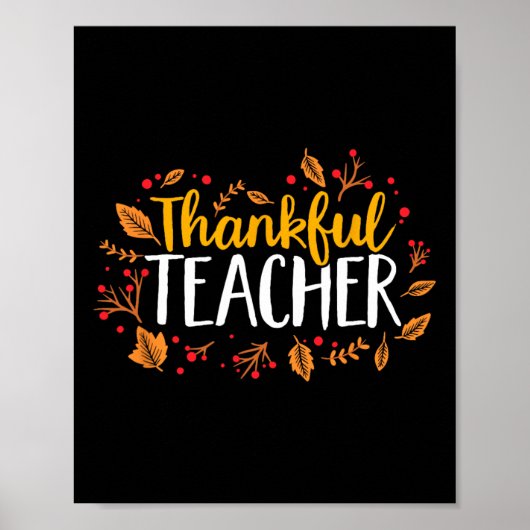 Herfst Thankful Teacher Thanksgiving Poster (Voorkant)
