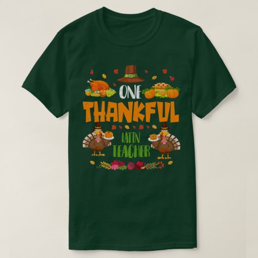 Herfst Thanksgivin, een dankbaar Latijns-leraar T-shirt (Design voorkant)