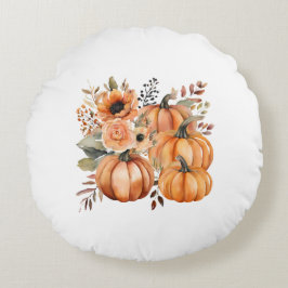 Herfst Thanksgiving Boho waterverf Pompoen Bloemen Rond Kussen