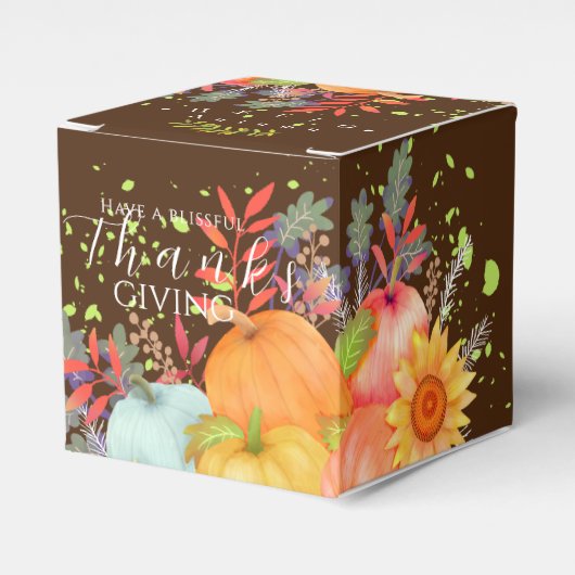 Herfst Thanksgiving Bruin Bedankdoosjes (Voorkant Zijde)
