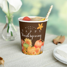 Herfst Thanksgiving Bruin Papieren Bekers