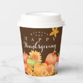Herfst Thanksgiving Bruin Papieren Bekers (Voorkant)