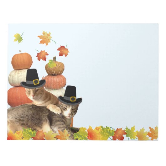 Herfst / Thanksgiving Cat Note Pad Notitieblok (Voorkant)