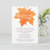 Herfst Thanksgiving diner nodigt waterverf blad ui Kaart (Staand voorkant)