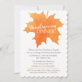 Herfst Thanksgiving diner nodigt waterverf blad ui Kaart