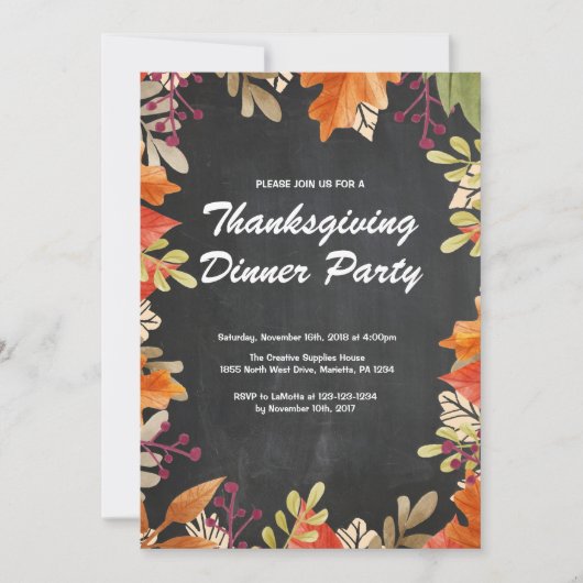 Herfst Thanksgiving-dinerfeest uitnodiging (Voorkant)